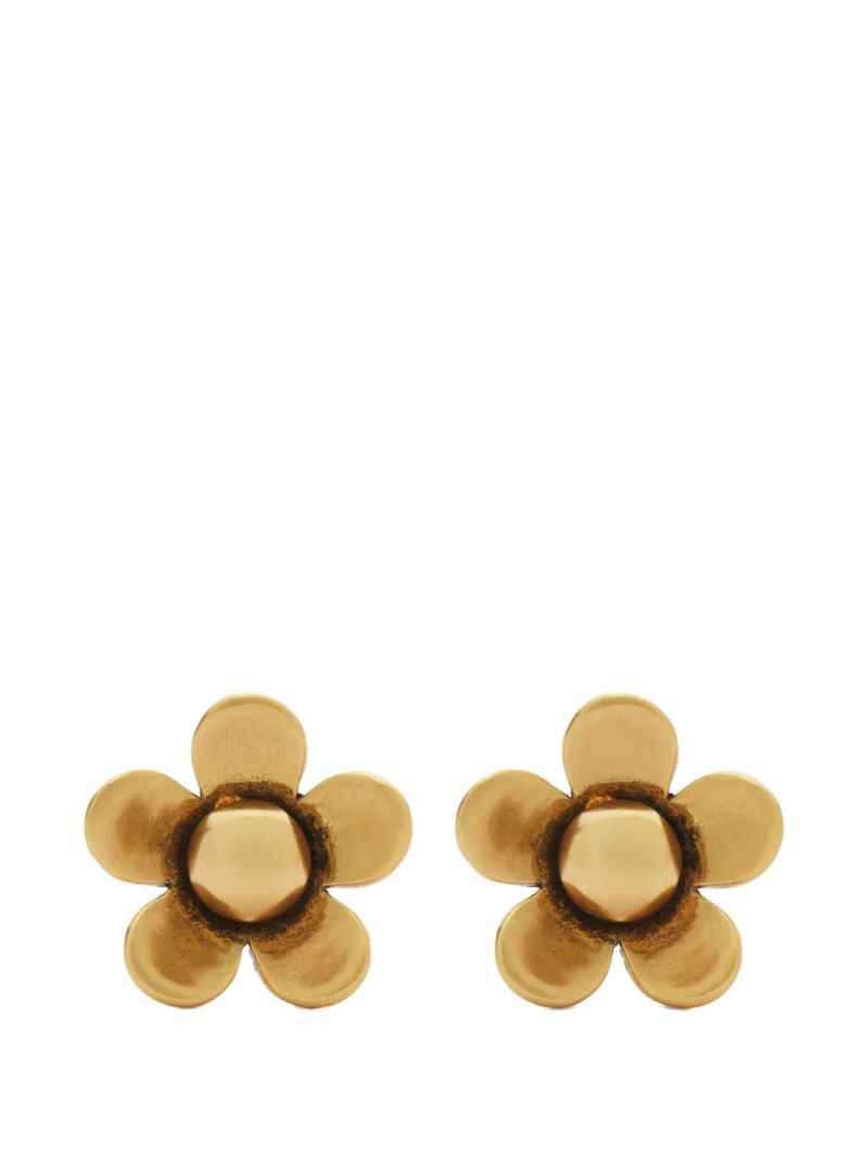 Daisy Mini Floral Stud Earrings in -Tone Brass with Snap Closure