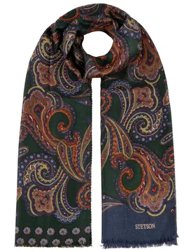 Multicolour Paisley Wool Scarf by - navy - Female - Size: One Size - Stetson - FashionsVida