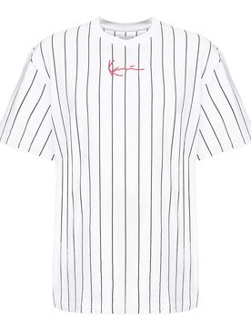 Small Signature Pinstripe Tee White / Black L Herren