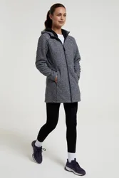 Mallaig Womens Longline Fleece Jacket - Black - Black - Size: 8