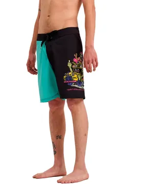 Short De Bain Johnson Beast Wagon Black / Pool Blue 32 Homme