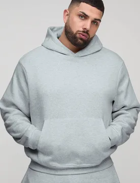 Herren Plus Basic Boxy Kapuzenpullover Zum Überziehen Grey Marl Größe 4XL - boohooMAN - FashionsVida