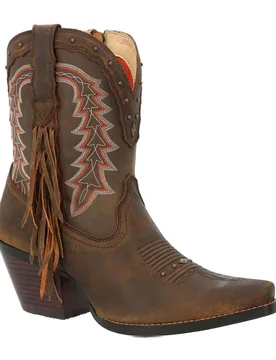 Crush Leather Womens Pecan Boots - Brown - Size Uk 7 - Durango - FashionsVida