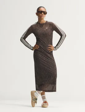 ABITO MAXI CON STAMPA A SERPENTE XL Earth Strata / Aurora Coffee - Adidas - FashionsVida