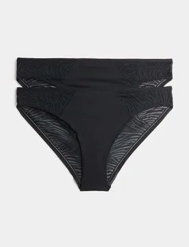 Pack Body Lace Brazilian Knickers Black female - Body by M&S - FashionsVida