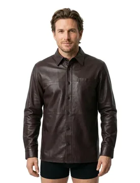 Giacca Di Pelle Lv0le11g Mocha Brown S - Calvin Klein - FashionsVida