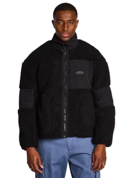 Leonardo Borg Full Zip Sherpa Herren Jacken - Schwarz - Größe M - Sherpa Black M - Street Cartel - FashionsVida