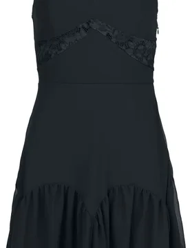 Rockabilly Kurzes Kleid - Chiffon Mini Dress With Lace Underbust - XS bis XL - für Damen - Größe S - schwarz - Frauen - female - Jawbreaker - FashionsVida