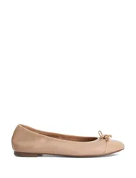 Wide Fit Leather Bow Charm Ballet Pumps Beige female