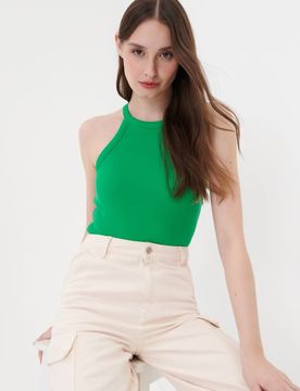 Top a costine - verde fresco