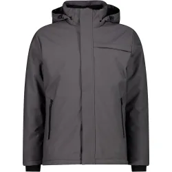 Man long jacket snaps hood chaqueta softshell hombre Gris (50)