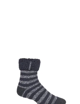 Pair Charcoal Stripe Olwen Sleep Socks Men's 6-11 Mens - - Grey - Size: 6-11 Mens - Heat Holders - FashionsVida