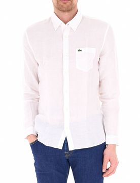 Lacoste Camicia in lino PANNA 40