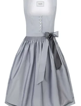 Dirndl Audrey (hellgrau, Gr. 48) von Heimatgwand für Damen, 60% Baumwolle, 40% Leinen - Stockerpoint - FashionsVida