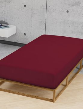 Jersey-Elastic-Spannbetttuch burgund, 1x 120x200 cm - 130x220 cm