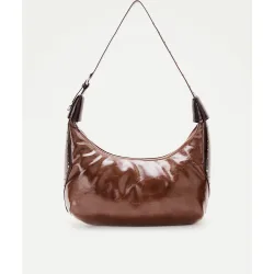 Bolso de hombro efecto piel combinado con mini tachas