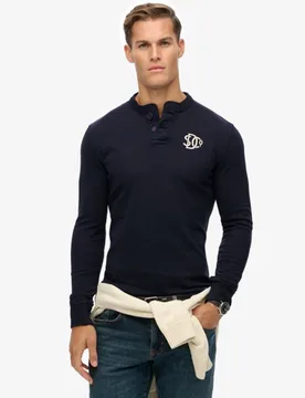 Superdry Herren Vintage Athletic Henley-shirt Navy - Größe: M - 64.99 - FashionsVida