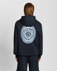 Men's Graphic Badge Cotton Hoodie in Navy