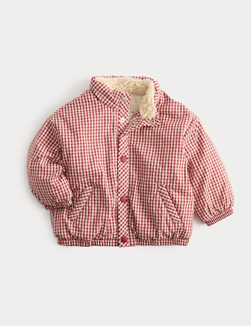 Gingham Midweight Padded Coat (0-5 Yrs) Red Mix male - M&S - FashionsVida
