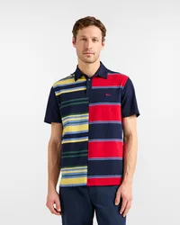 Harmont&blaine polo patchwork righe uomo blu