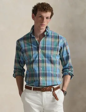 Camisa de hombre de popelina Custom Fit de cuadros - Polo Ralph Lauren - FashionsVida