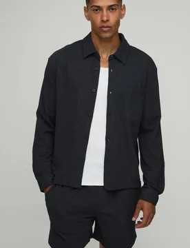 Herren Übergroßes Kastenförmiges Hemd Und Entspannte Shorts Im Set Charcoal Größe Large - boohooMAN - FashionsVida