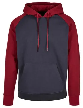 Felpa Con Cappuccio Basic Raglan Navy / Burgundy M