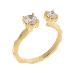 Womens 925 Sterling Silver Ring - Gold Zr-7128/g - Size K