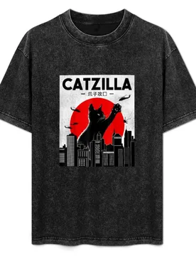 Catzilla Funny Cat Shirt T-Shirt Casual Lightweight Short Sleeve Top - Aliexpress - FashionsVida