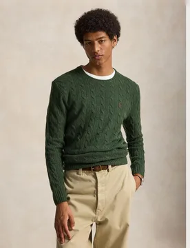 Jersey de hombre en punto de ochos con cuello redondo - Polo Ralph Lauren - FashionsVida