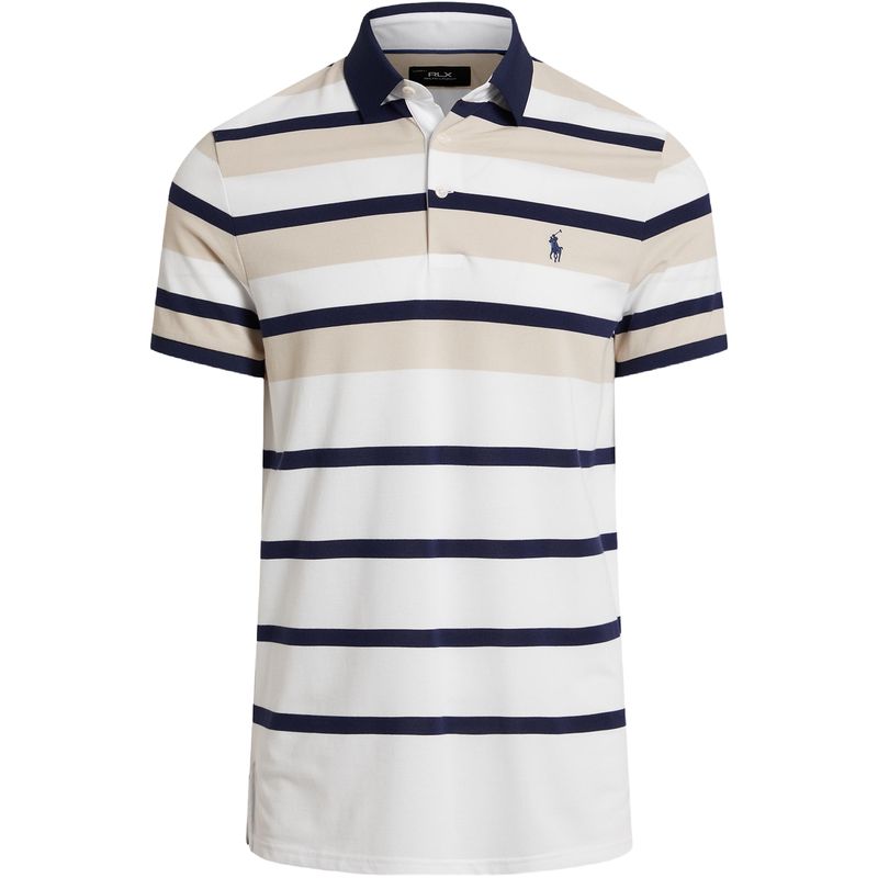 Polo Knit Performance Pique, weiss/schwarz/beige m