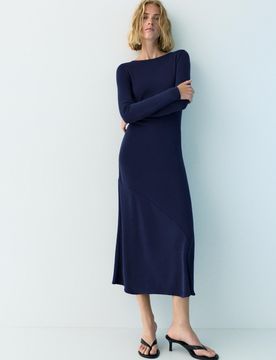 Vestito Midi Cupro Fluido Drappeggiato