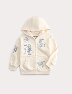Cotton Rich Embroidered Spider-Man™ Zip Through Hoodie (2-8 Yrs) Light Cream male - M&S - FashionsVida