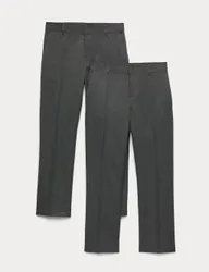 Pack Boys' Regular Leg School Trousers (2-18 Yrs) Grey male