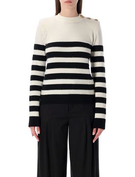 Striped Buttoned Knit Jumper