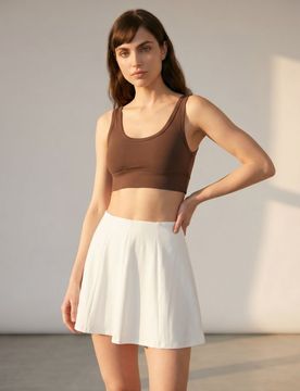 Gonna pantalone plissettata - panna
