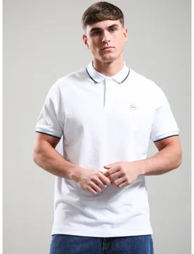 Mens White Tipped Polo Shirt - Male - White - Large - Marshall artist - FashionsVida
