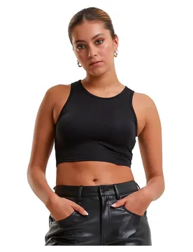 Canotta Glitter Cropped Black 5XL