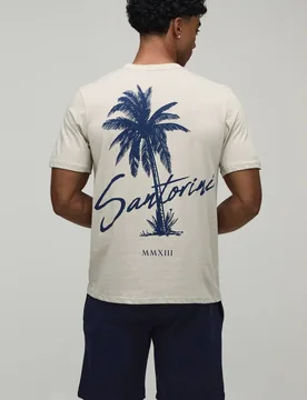 Herren Normal Geschnittenes Oberteil Und Shorts Set Mit Palmen-Print Stone Größe XL - boohooMAN - FashionsVida