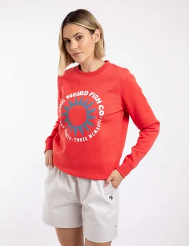 Aurora Womens Graphic Crew Neck Sweatshirt - - Size: 14 - Weird Fish - FashionsVida