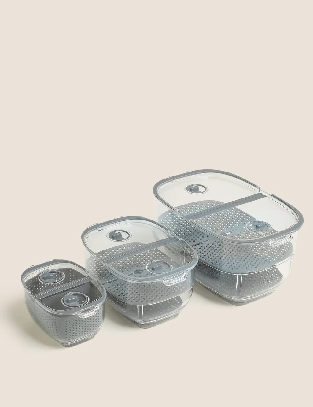 Set of 3 Nesting Fridge Storage Containers Multi - M&S - FashionsVida