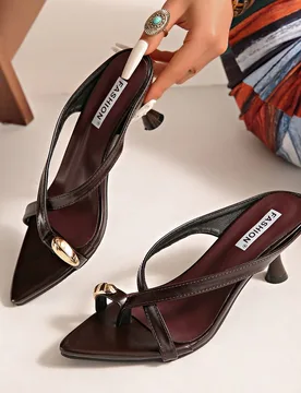 Sandalias de cuña tipo chancla con diseño minimalista de bloques de color de 5 cm, tacones altos de punta abierta para mujer para el verano 2025, ch - Shein - FashionsVida