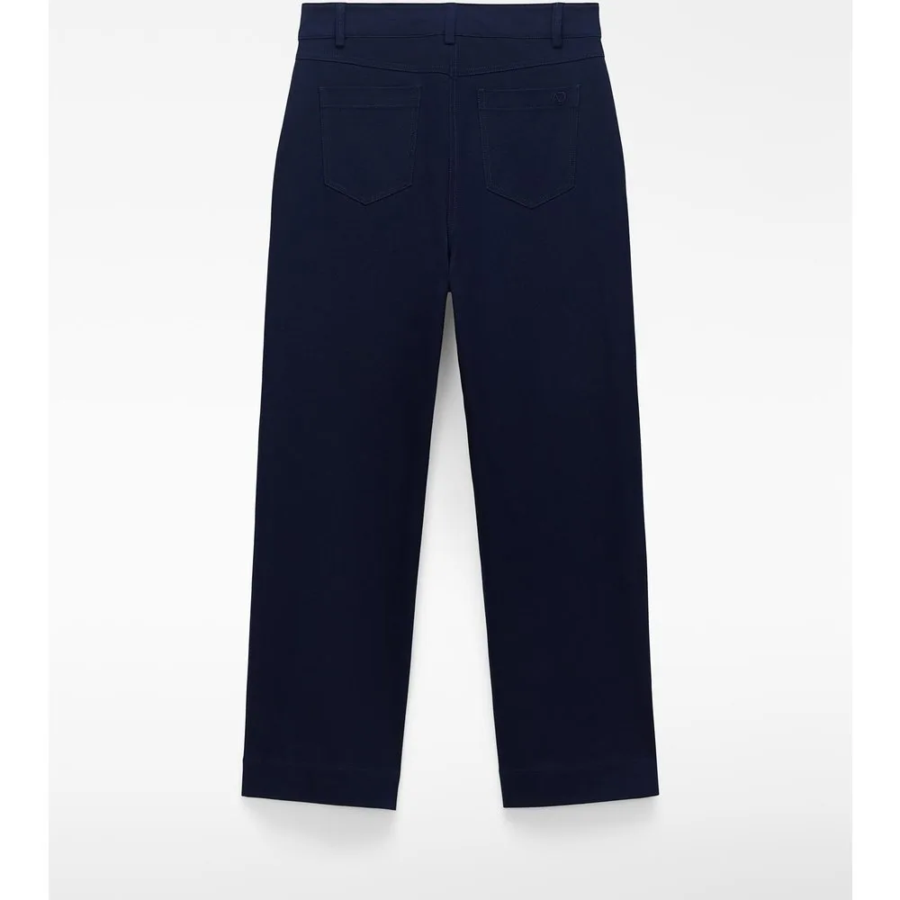 Pantalones rectos de mujer tipo chino de algodón elástico - Adolfo Dominguez - FashionsVida