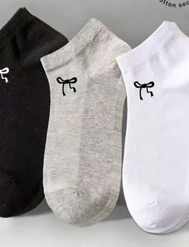 Par de calcetines invisibles de algodón para mujer, blanco/gris/negro, calcetines de primavera y verano, malla transpirable, adecuados para uso diari - Shein - FashionsVida