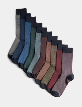 Pk Pique Cotton Rich Socks Multi male - M&S - FashionsVida