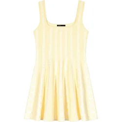 Vestido corto skater de punto jacquard con escote cuadrado