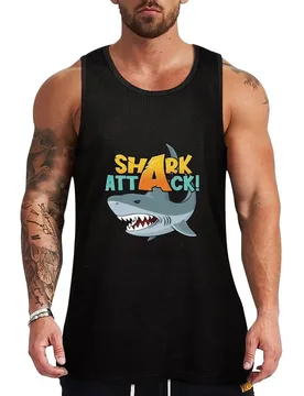 SHARK ATTACK Tank Top Sleeveless Workout Tank Top Muscle Fit Gym Shirt - Aliexpress - FashionsVida