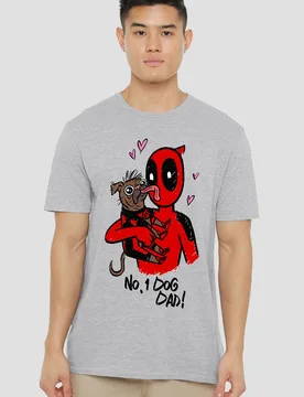 Deadpool & Wolverine Deadpool Dogpool No.1 Dog Dad T-Shirt, Heather Grey - Grey - Size: 2XL - Marvel - FashionsVida