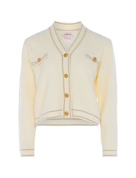 Aleva Cárdigan oro / blanco lana
