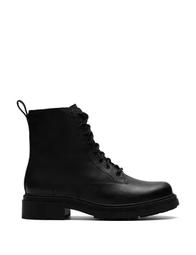 Wide Fit Leather Biker Lace-Up Ankle Boots Black female - Clarks - FashionsVida